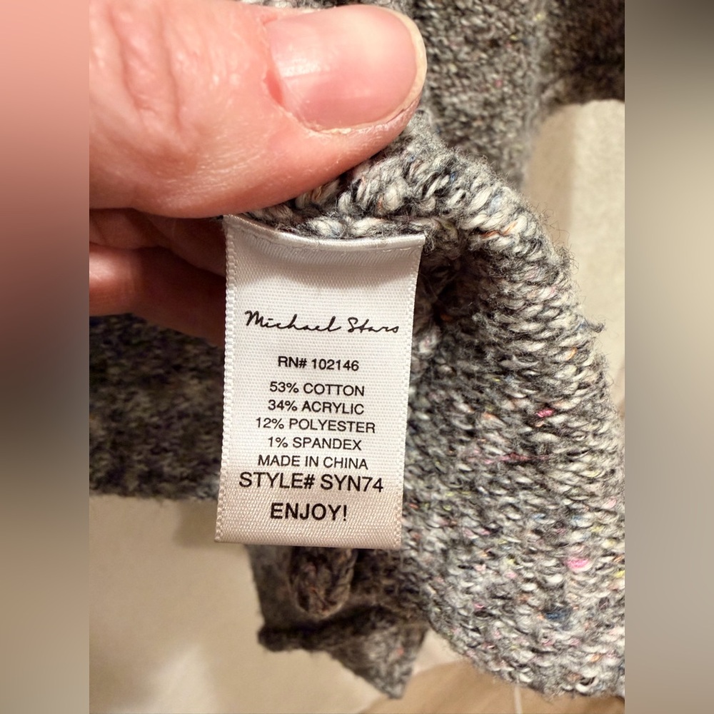 Michael Stars Gray Marled Waterfall Cardigan - Picture 6 of 8